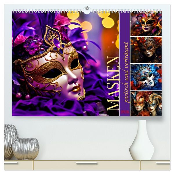 Produktbild: MASKEN - poetisch und vertr&auml;umt (hochwertiger Premium Wandkalender 2026 DIN A2 quer), Kunstdruck in Hochglanz