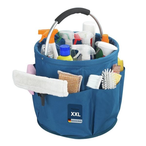 Produktbild: Universal Reinigungs Caddy Mod. Herkules 34 l, Blau, mit 5 Au&szlig;entaschen f&uuml;r Schw&auml;mme und T&uuml;cher
