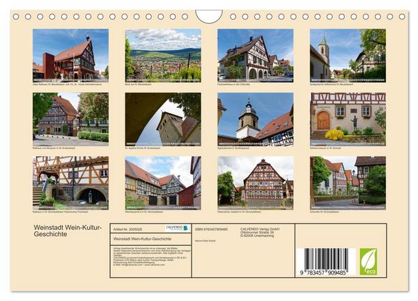 Produktbild: Weinstadt Wein-Kultur-Geschichte (Wandkalender 2026 DIN A4 quer), CALVENDO Monatskalender