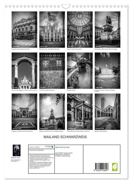 Produktbild: MAILAND SCHWARZWEI&szlig; (Wandkalender 2026 DIN A3 hoch), CALVENDO Monatskalender