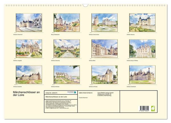 Produktbild: M&auml;rchenschl&ouml;sser an der Loire (Wandkalender 2027 DIN A2 quer), CALVENDO Monatskalender