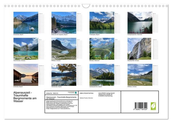 Produktbild: Alpenauszeit - Traumhafte Bergmomente am Wasser (Wandkalender 2026 DIN A3 quer), CALVENDO Monatskalender