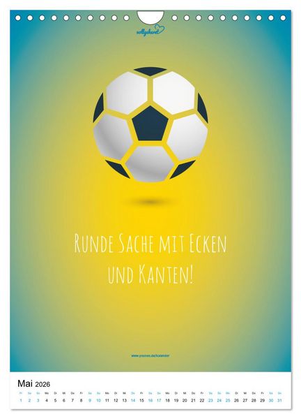 Produktbild: vollgeherzt: Der lustige Zitate-Wandkalender f&uuml;r Fu&szlig;ballfans und Sportbegeisterte! (Wandkalender 2026 DIN A4 hoch), CALVENDO Monatskalender