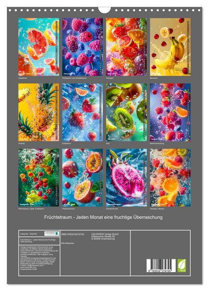 Produktbild: Fr&uuml;chtetraum - Jeden Monat eine fruchtige &Uuml;berraschung (Wandkalender 2026 DIN A3 hoch), CALVENDO Monatskalender