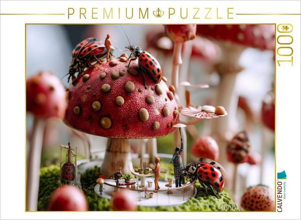 Produktbild: CALVENDO Puzzle Auf dem Pilzthron mit K&auml;ferbesuch | 1000 Teile Lege-Gr&ouml;&szlig;e 64x48cm Foto-Puzzle f&uuml;r gl&uuml;ckliche Stunden