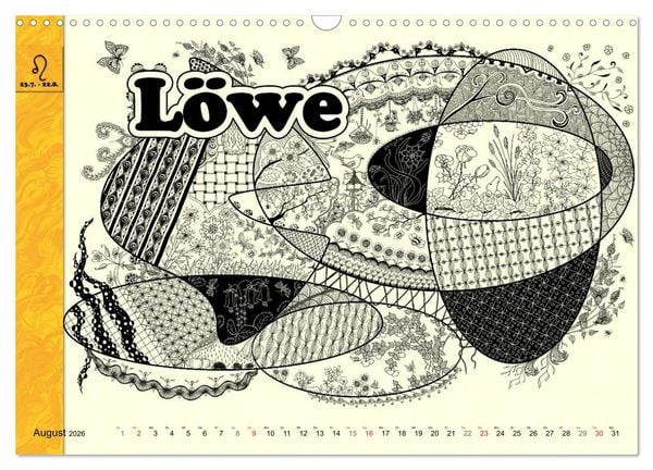 Produktbild: Tangle-Art, Sternzeichen mal anders (Wandkalender 2026 DIN A3 quer), CALVENDO Monatskalender