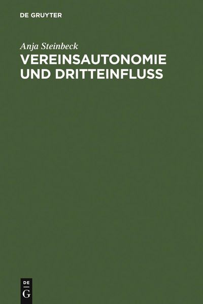 Produktbild: Vereinsautonomie und Dritteinflu&szlig;