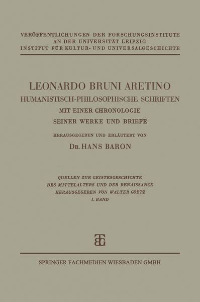 Produktbild: Leonardo Bruni Aretino. Humanistisch-philosophische Schriften