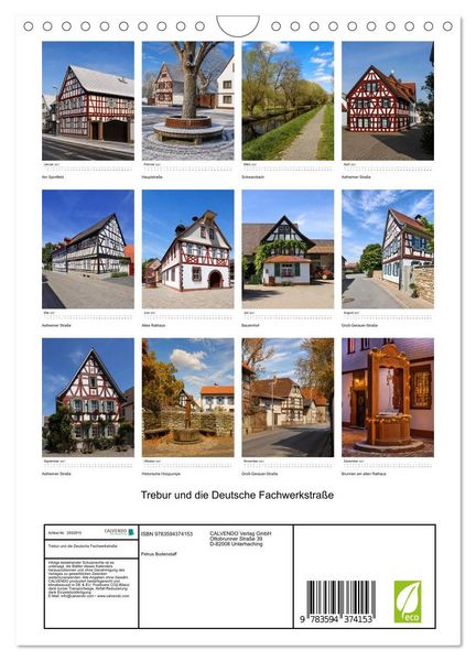 Produktbild: Trebur und die Deutsche Fachwerkstra&szlig;e (Wandkalender 2027 DIN A4 hoch), CALVENDO Monatskalender