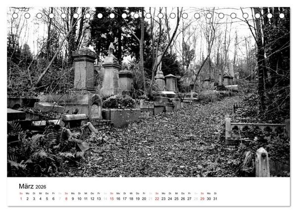 Produktbild: Highgate Cemetery London (Tischkalender 2026 DIN A5 quer), CALVENDO Monatskalender