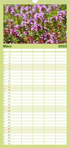 Produktbild: Familienplaner Arzneipflanzen (Wandkalender 2022 , 21 cm x 45 cm, hoch)