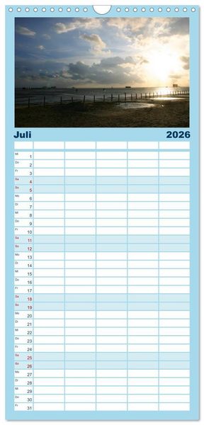 Produktbild: Familienplaner 2026 - Nordsee - Lichtstimmungen an der K&uuml;ste mit 5 Spalten (Wandkalender, 21 x 45 cm) CALVENDO