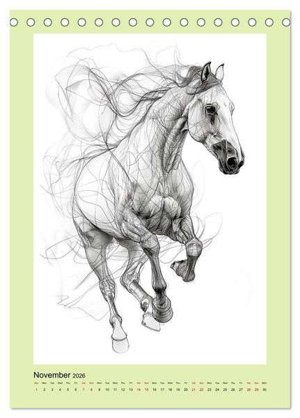 Produktbild: Sketchy Power Horses (Desk Calendar 2026 DIN A5 portrait), CALVENDO 12 Month DeskCalendar