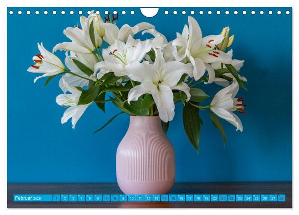Produktbild: Still Life - Blumen vor der blauen Wand (Wandkalender 2026 DIN A4 quer), CALVENDO Monatskalender
