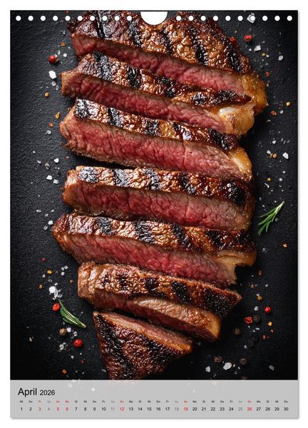 Produktbild: Saftiges Fleisch - Steaks f&uuml;r Genie&szlig;er und Fleischliebhaber (Wandkalender 2026 DIN A4 hoch), CALVENDO Monatskalender