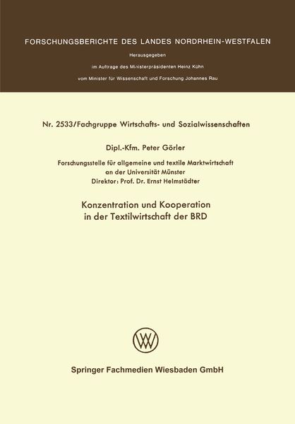 Produktbild: Konzentration und Kooperation in der Textilwirtschaft der BRD