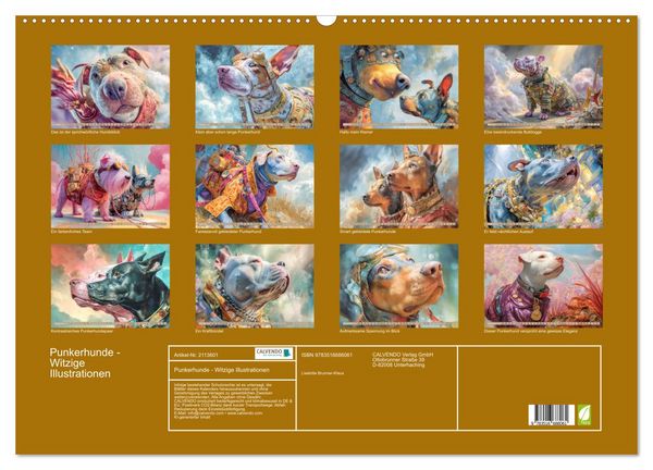 Produktbild: Punkerhunde - Witzige Illustrationen (Wandkalender 2026 DIN A2 quer), CALVENDO Monatskalender