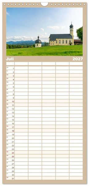Produktbild: Familienplaner 2027 - Wanderparadies Bayerische Alpen mit 5 Spalten (Wandkalender, 21 x 45 cm) CALVENDO