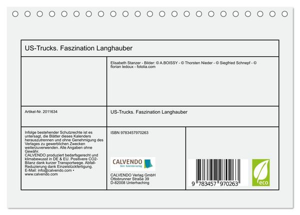 Produktbild: US-Trucks. Faszination Langhauber (Tischkalender 2026 DIN A5 quer), CALVENDO Monatskalender