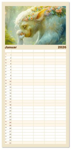 Produktbild: Familienplaner 2026 - Willkommen im Fantasieland - M&auml;rchenbilder mit 5 Spalten (Wandkalender, 21 x 45 cm) CALVENDO
