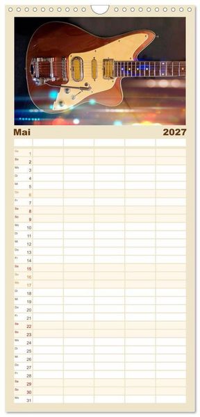 Produktbild: Familienplaner 2027 - Traumgitarren - the Sound of Rock mit 5 Spalten (Wandkalender, 21 x 45 cm) CALVENDO