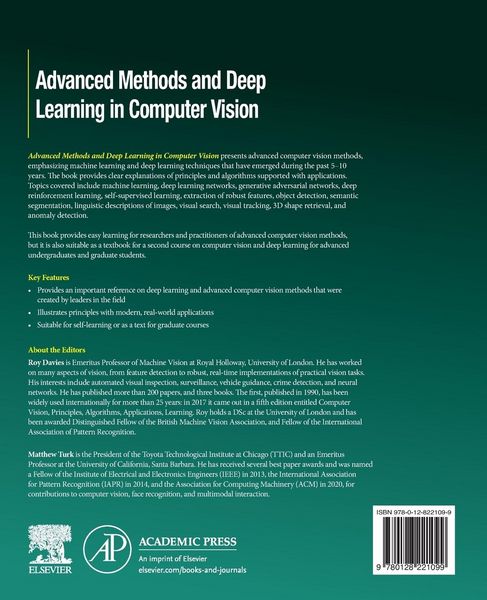 Produktbild: Advanced Methods and Deep Learning in Computer Vision