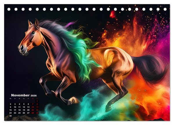 Produktbild: Pferde im Farbenrausch (Tischkalender 2026 DIN A5 quer), CALVENDO Monatskalender