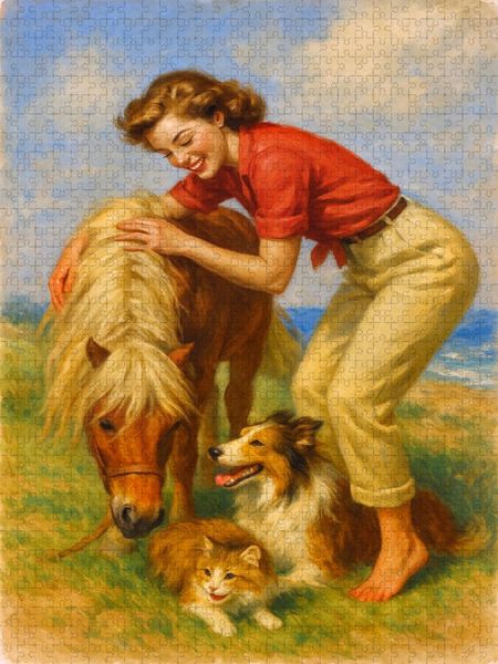 Produktbild: CALVENDO Puzzle Das kleine Pony und seine Freunde | 1000 Teile Lege-Gr&ouml;&szlig;e 64x48cm Foto-Puzzle f&uuml;r gl&uuml;ckliche Stunden