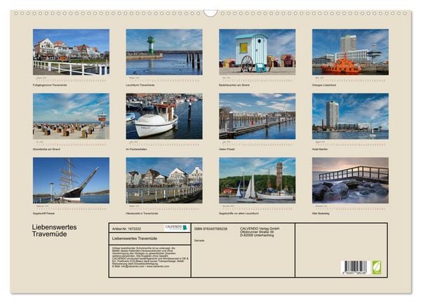 Produktbild: Liebenswertes Travem&uuml;de (Wandkalender 2026 DIN A2 quer), CALVENDO Monatskalender