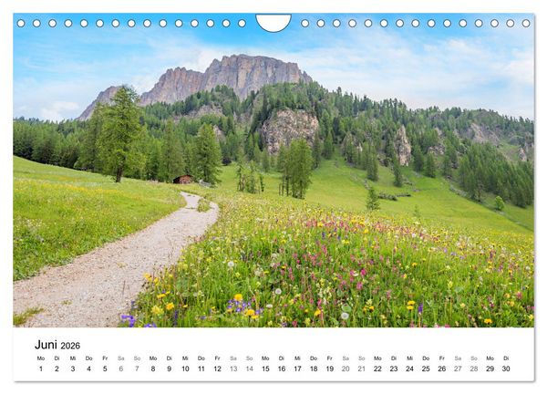 Produktbild: Wanderziele S&uuml;dtiroler Dolomiten - Region Gadertal und Buchenstein (Wandkalender 2026 DIN A4 quer), CALVENDO Monatskalender