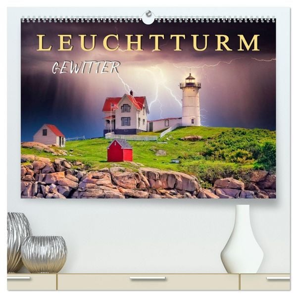 Produktbild: Leuchtturm Gewitter (hochwertiger Premium Wandkalender 2026 DIN A2 quer), Kunstdruck in Hochglanz