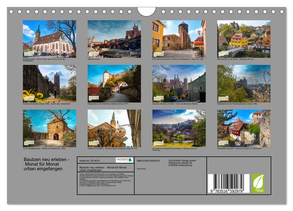 Produktbild: Bautzen neu erleben - Monat f&uuml;r Monat urban eingefangen (Wandkalender 2026 DIN A4 quer), CALVENDO Monatskalender