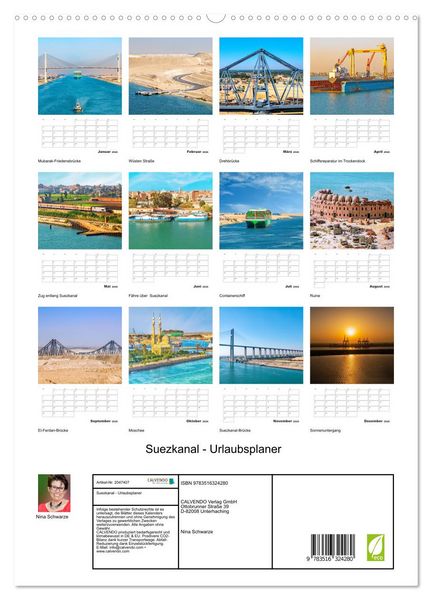 Produktbild: Suezkanal - Urlaubsplaner (hochwertiger Premium Wandkalender 2026 DIN A2 hoch), Kunstdruck in Hochglanz