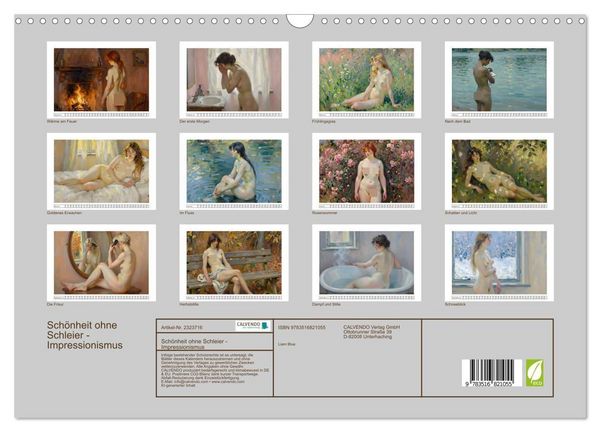 Produktbild: Sch&ouml;nheit ohne Schleier - Impressionismus (Wandkalender 2027 DIN A3 quer), CALVENDO Monatskalender