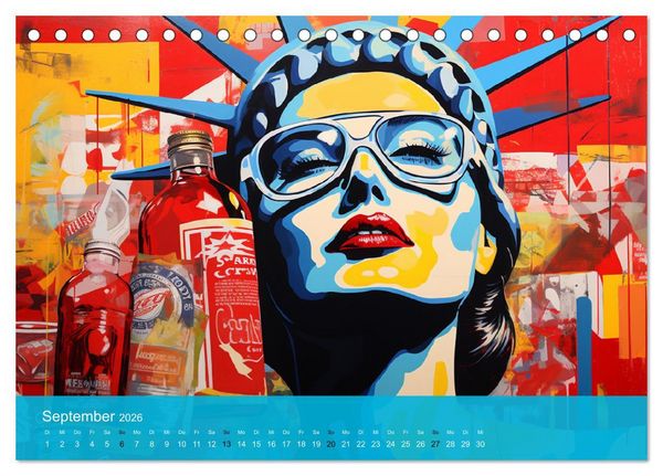 Produktbild: Pop-Art. Eine Reise in coolen Illustrationen (Tischkalender 2026 DIN A5 quer), CALVENDO Monatskalender