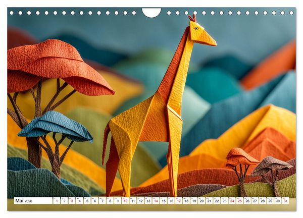 Produktbild: Origami Zoo - Bunter Tierkalender f&uuml;r Kinder und Familien (Wandkalender 2026 DIN A4 quer), CALVENDO Monatskalender