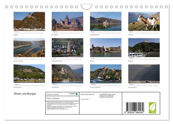 Produktbild: Rhein und Burgen (Wandkalender 2026 DIN A4 quer), CALVENDO Monatskalender