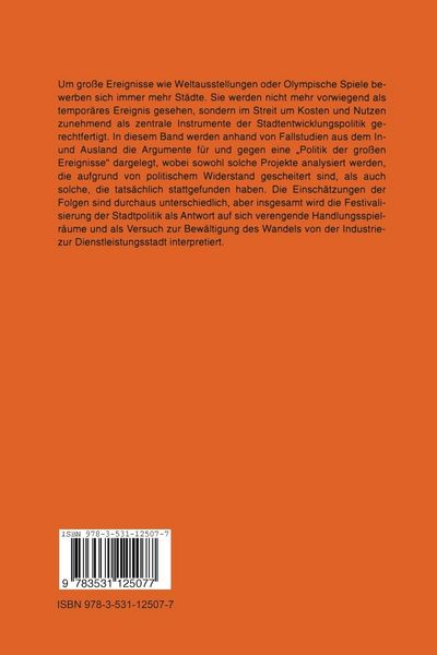 Produktbild: Festivalisierung der Stadtpolitik