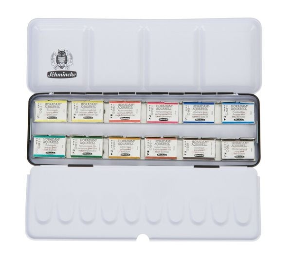 Schmincke Horadam Aquarell, Metallkasten, 12 x 1/1 Näpfchen