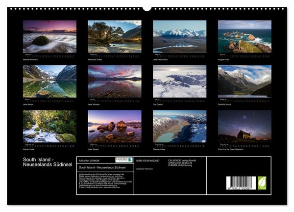 Produktbild: South Island - Neuseelands S&uuml;dinsel (hochwertiger Premium Wandkalender 2026 DIN A2 quer), Kunstdruck in Hochglanz