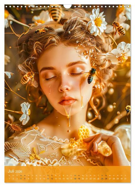 Produktbild: Bienenk&ouml;nigin - Goldene Harmonie von Sch&ouml;nheit, Honig und Bienen (Wandkalender 2026 DIN A3 hoch), CALVENDO Monatskalender