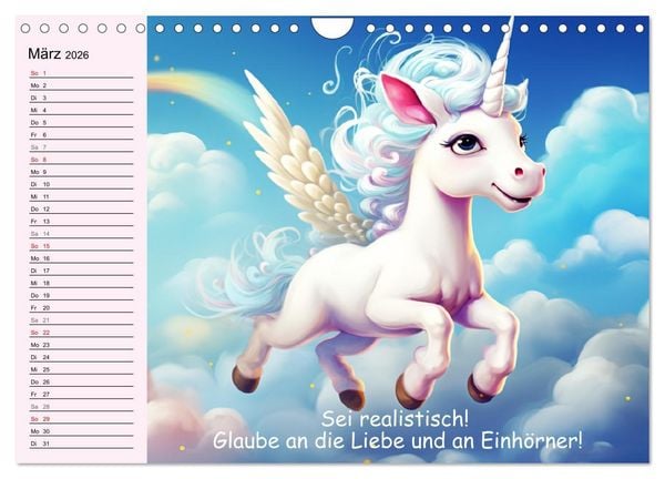 Produktbild: Unicorns! Lustige Einh&ouml;rner. Witzige Einhornspr&uuml;che und Weisheiten (Wandkalender 2026 DIN A4 quer), CALVENDO Monatskalender