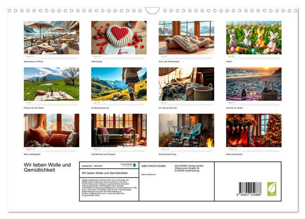 Produktbild: Wir lieben Wolle und Gem&uuml;tlichkeit (Wandkalender 2026 DIN A3 quer), CALVENDO Monatskalender