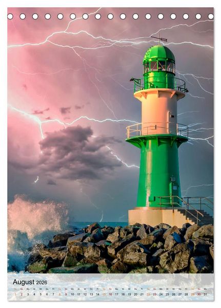 Produktbild: Leuchtt&uuml;rme im Gewitter (Tischkalender 2026 DIN A5 hoch), CALVENDO Monatskalender