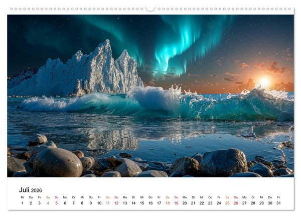 Produktbild: Aurora Borealis - Polarlicht Nordlicht (hochwertiger Premium Wandkalender 2026 DIN A2 quer), Kunstdruck in Hochglanz