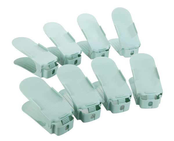 Schuhstapler höhenverstellbar Pastellgrün 8er Set, höhenverstellbare, platzsparende Schuhhalter