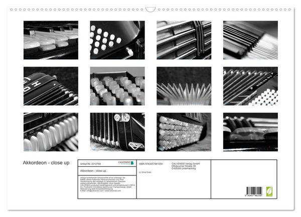 Produktbild: Akkordeon - close up (Wandkalender 2026 DIN A2 quer), CALVENDO Monatskalender