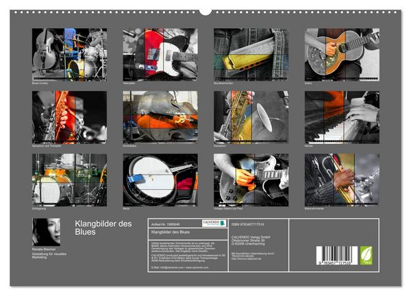 Produktbild: Klangbilder des Blues (hochwertiger Premium Wandkalender 2026 DIN A2 quer), Kunstdruck in Hochglanz
