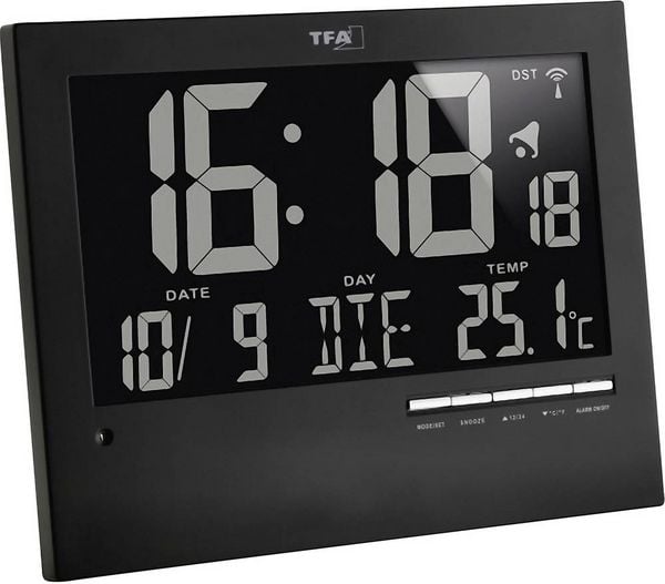 Produktbild: TFA Dostmann 60.4508 Funk Wanduhr 185mm x 230mm x 31mm Schwarz