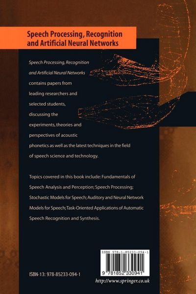 Produktbild: Speech Processing, Recognition and Artificial Neural Networks